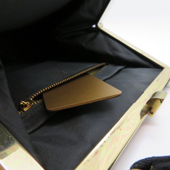 Vintage Handheld Black Wool Purse Bag L&M Spot Lite Exclusive Evening Top Handle - Picture 8 of 12